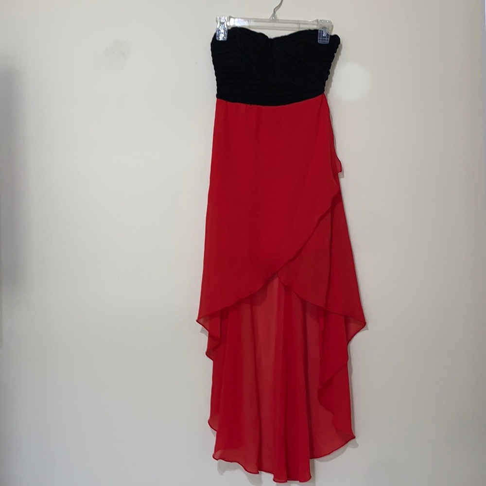 High low red & black dress